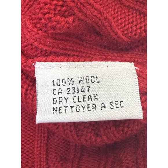 Talbots Cardigan Women’s Petites P Red Wool Cable Knit Gold Button Vintage - Picture 7 of 10